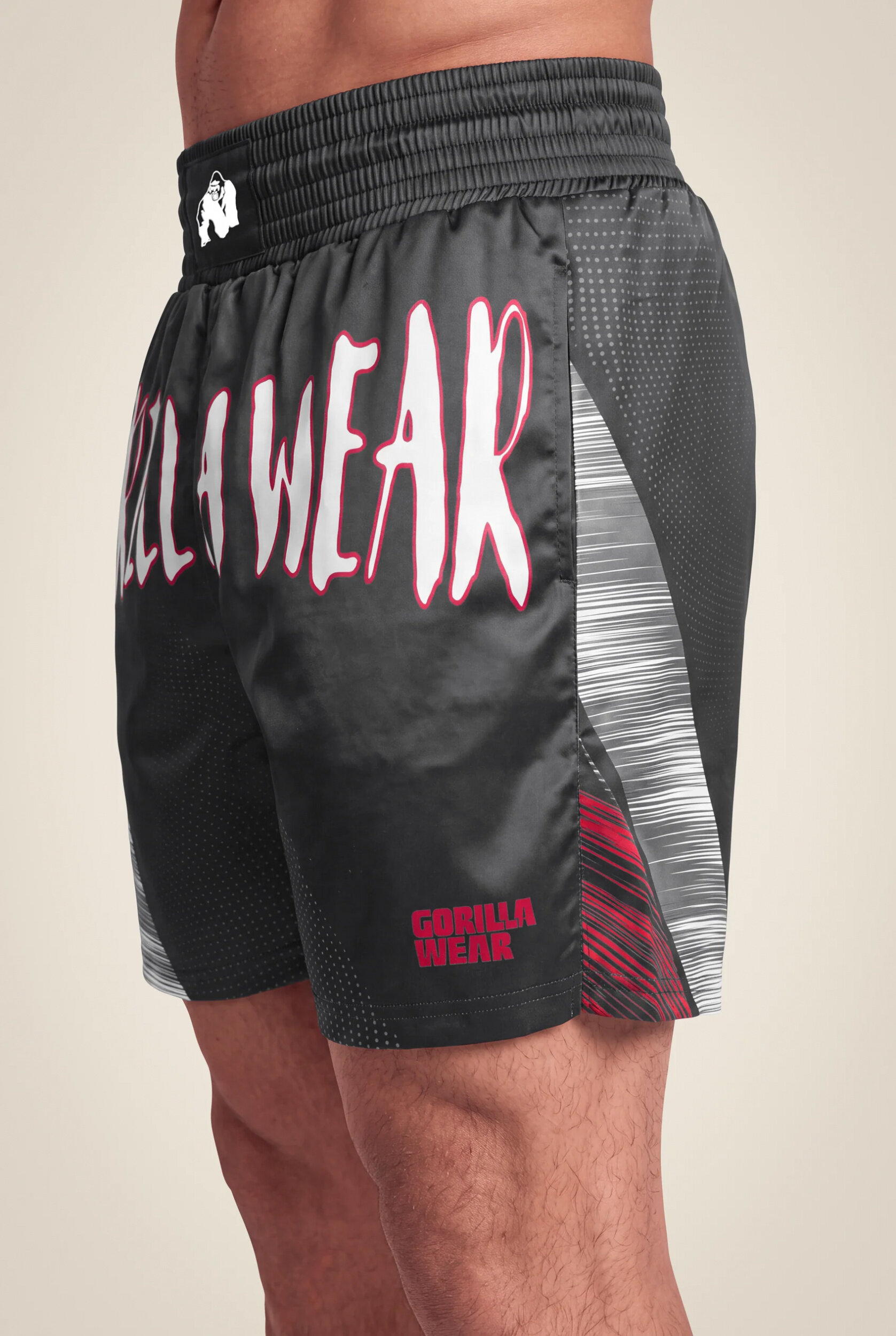 Short de boxe Clayton Gorilla Wear - Noir/Rouge, vue 4