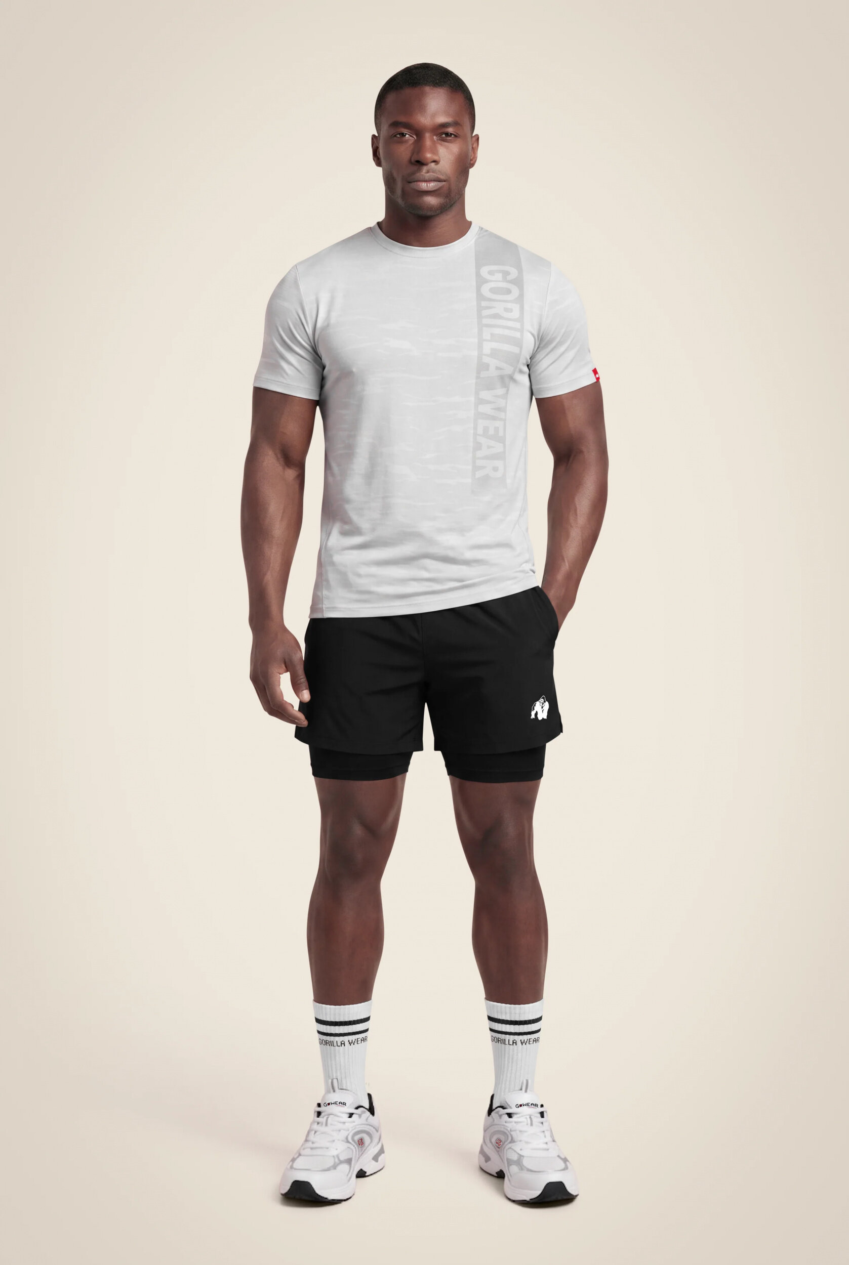Short Lowell 2-en-1 noir Gorilla Wear, vue complémentaire de la coupe
