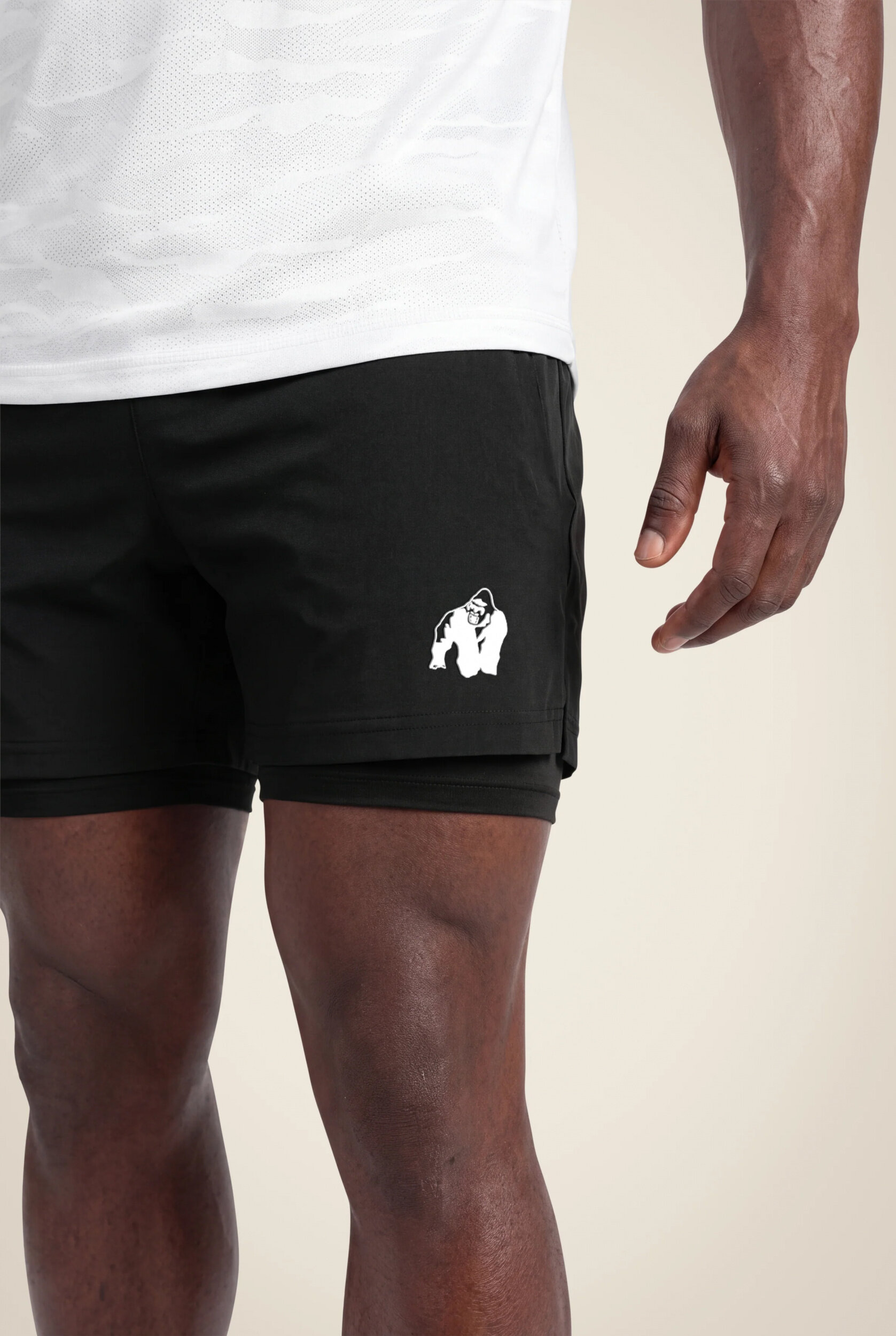 Short Lowell noir Gorilla Wear, détail du short intérieur