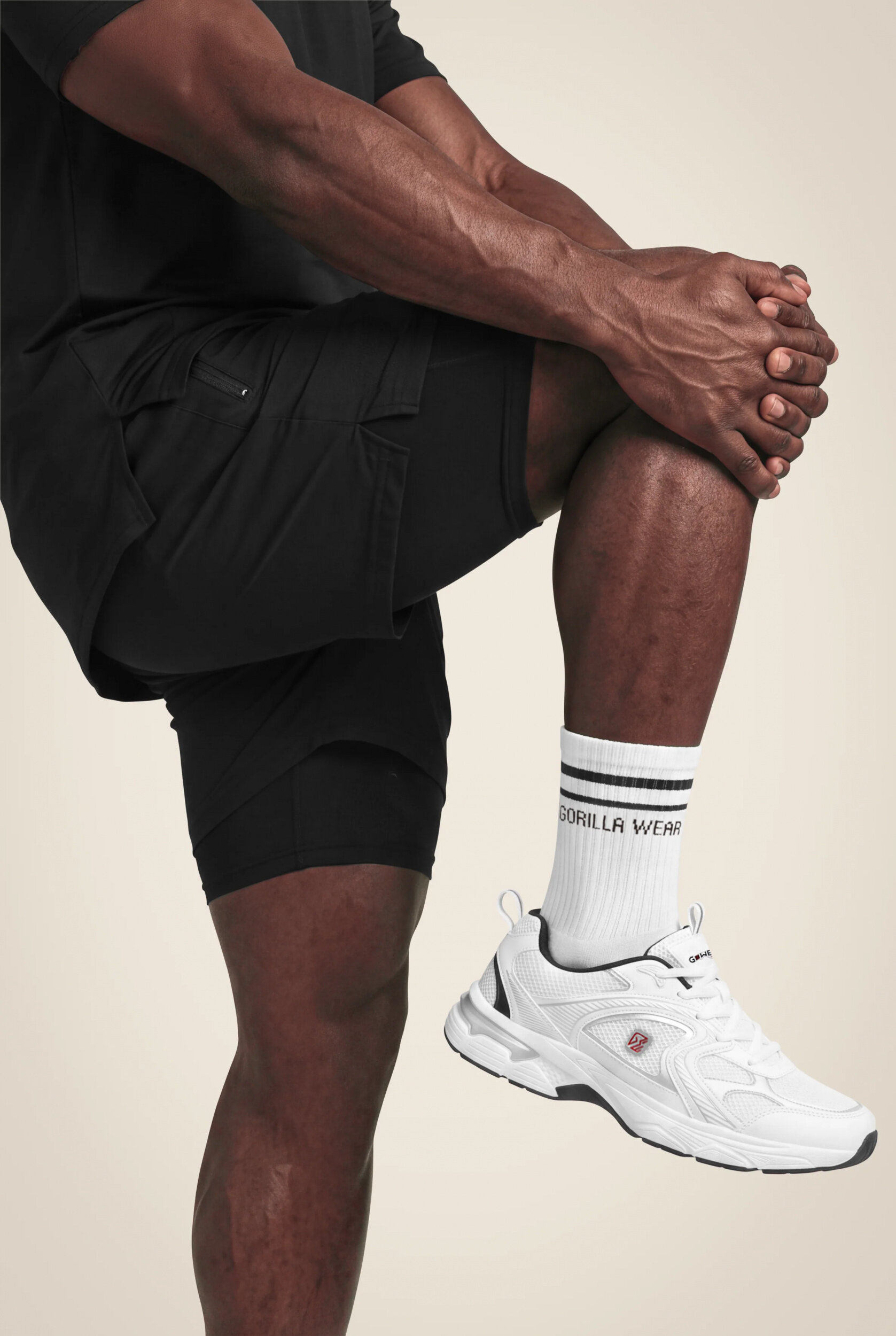 Short Lowell noir Gorilla Wear, détail de la finition
