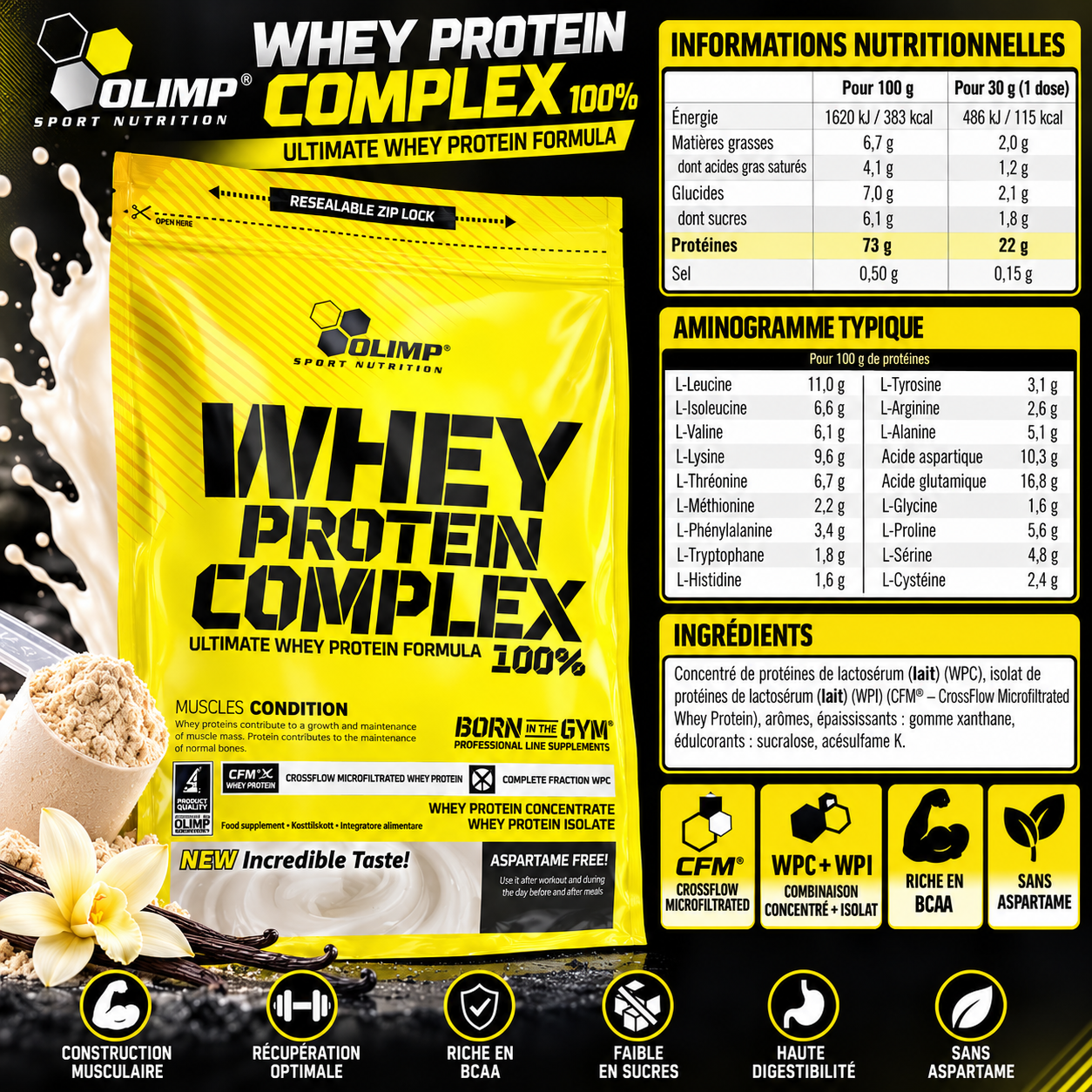 Olimp Whey Protein Complex 100% - 700g ingredients