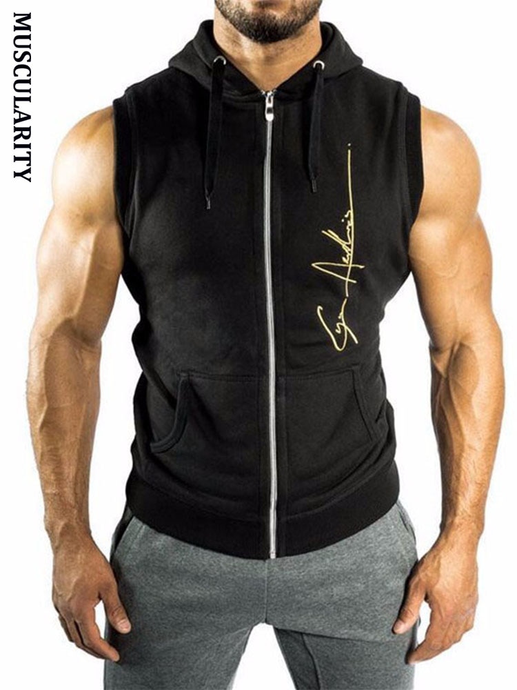 sweat à capuche sans manche homme