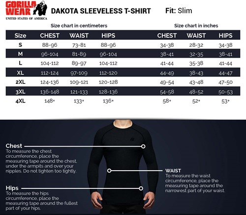 dakota-t-shirt-sizechart