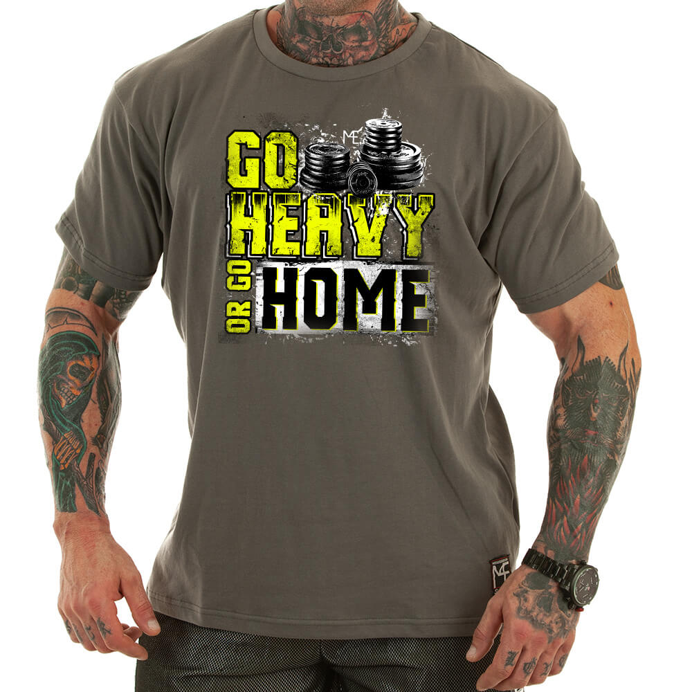 T-shirt M4E GO HEAVY OR GO HOME  gris