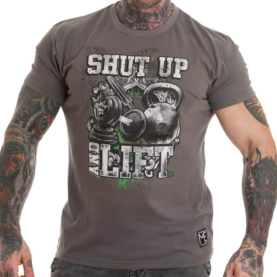 T-shirt M4E SHUT UP AND LIFT gris