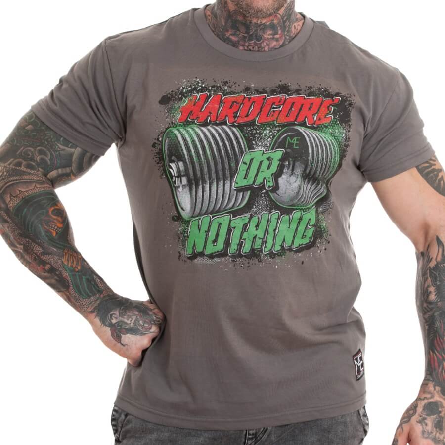 T-shirt M4E HARDCORE OR NOTHING gris