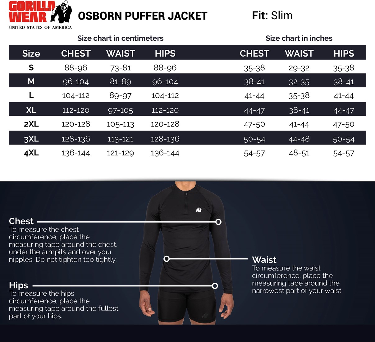 osborn-puffer-jacket-sizechart