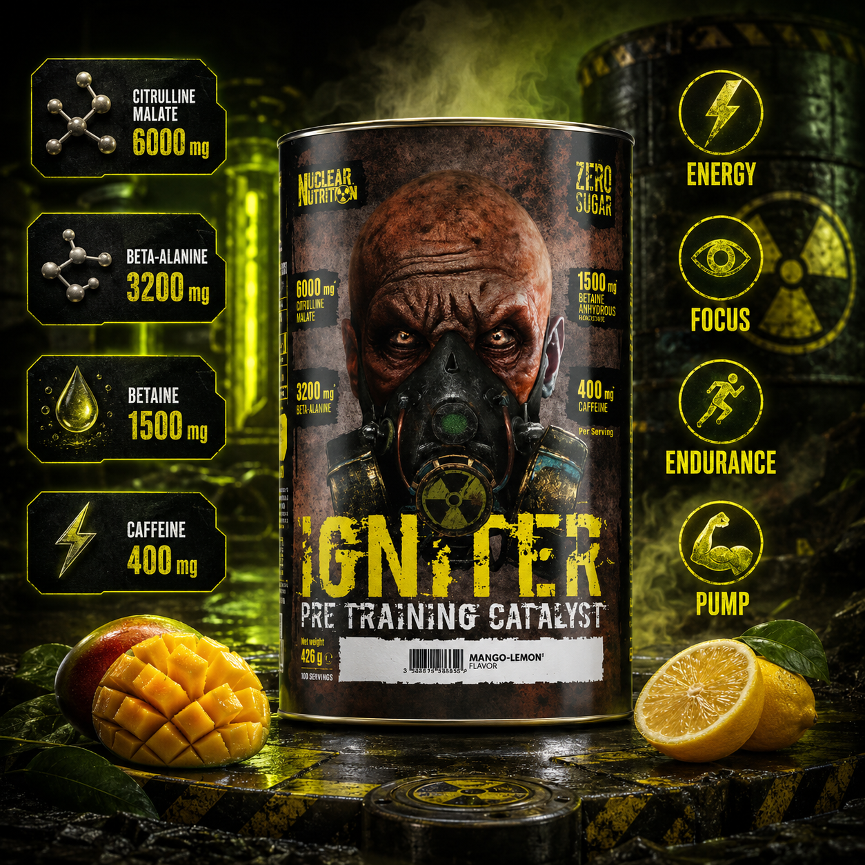 Nuclear Nutrition IGNITER avec citrulline malate, bêta-alanine, bétaïne et caféine