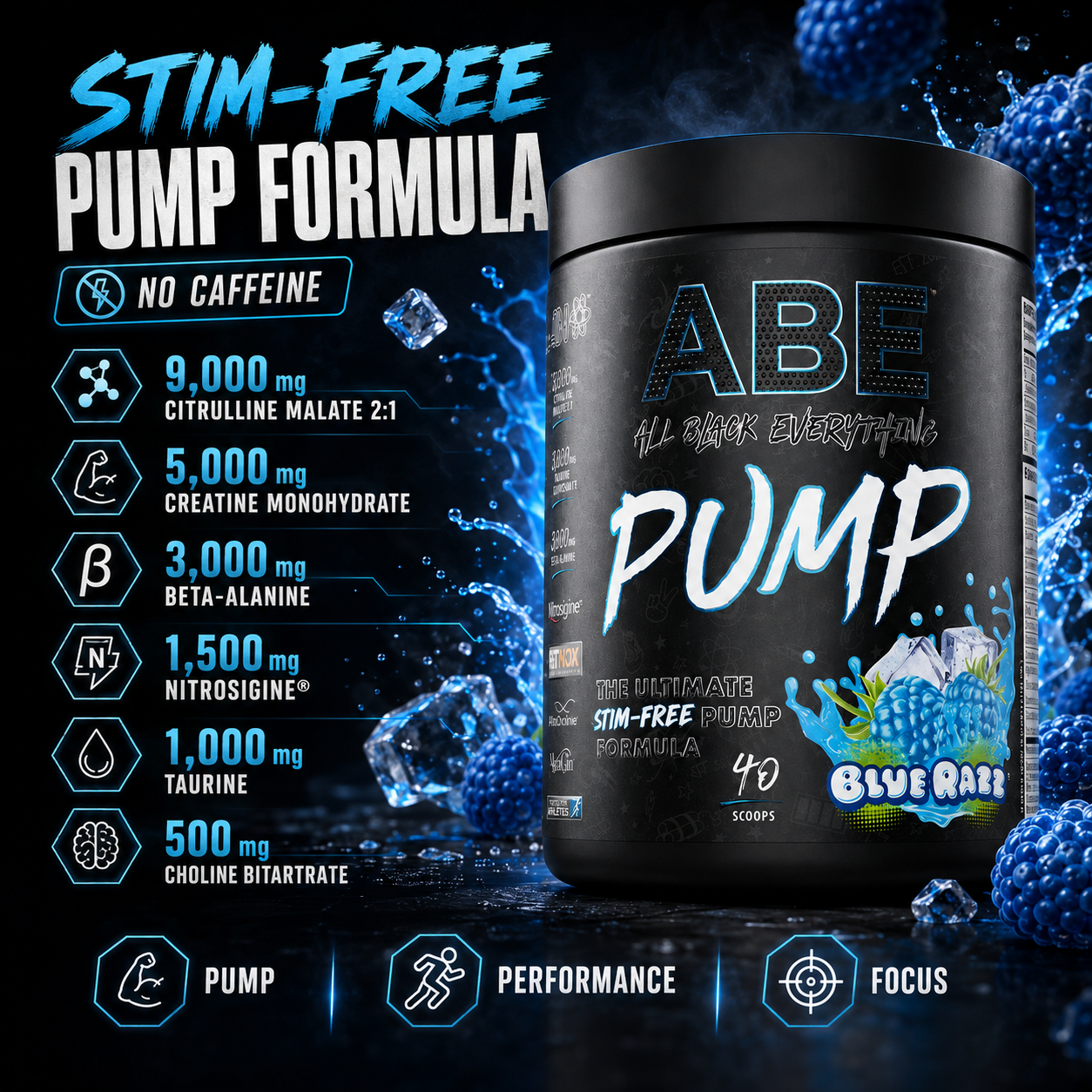 ABE Pump Blue Razz ingrédients clés