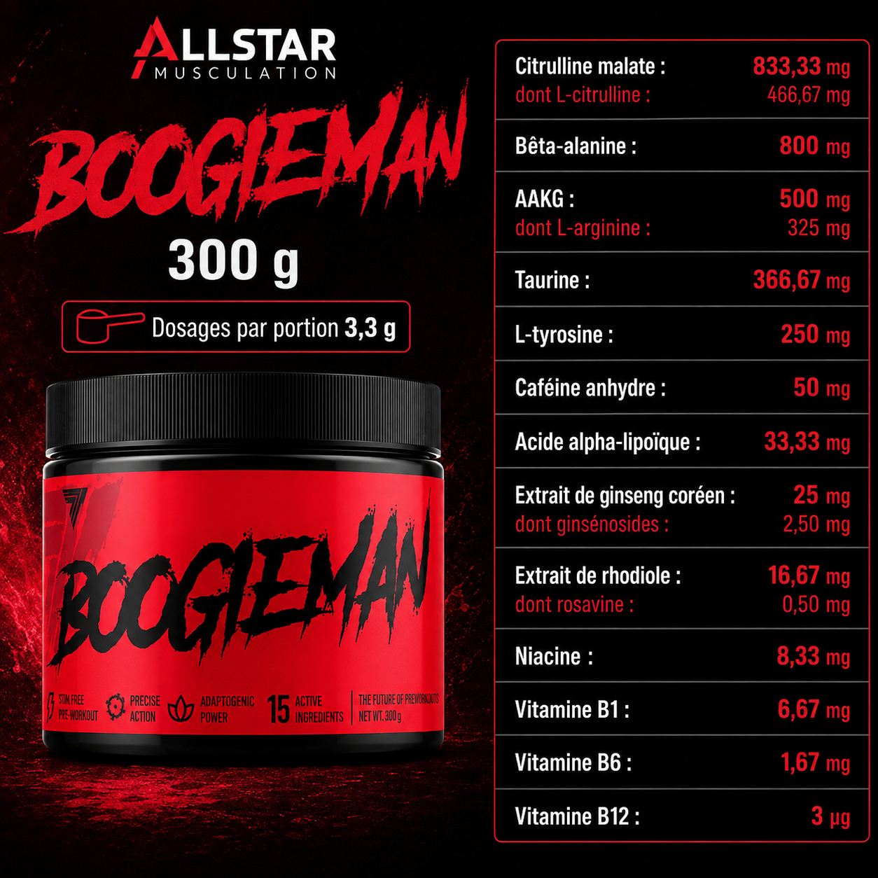 Boogieman dosages par portion