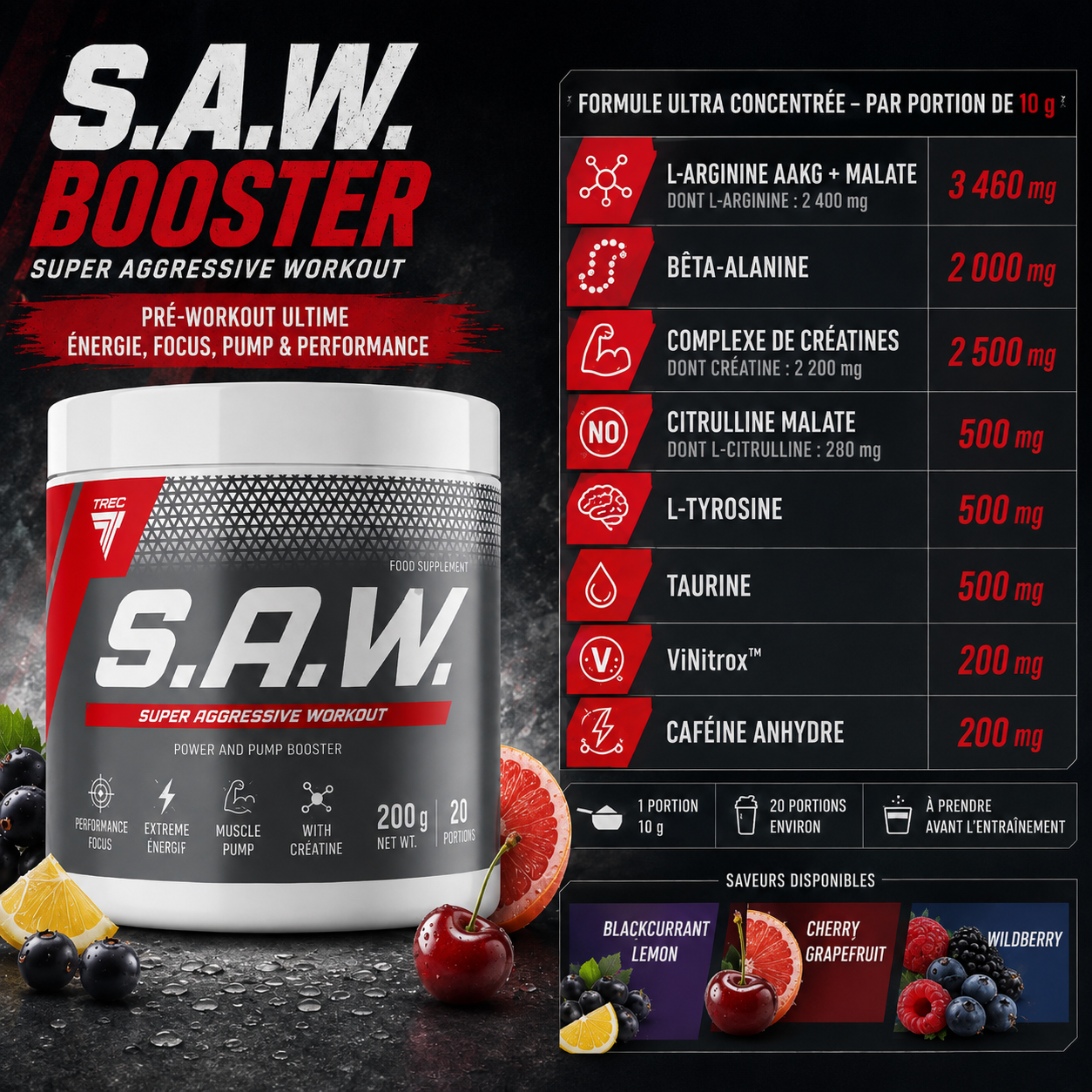 Trec S.A.W. ingrédients et dosages