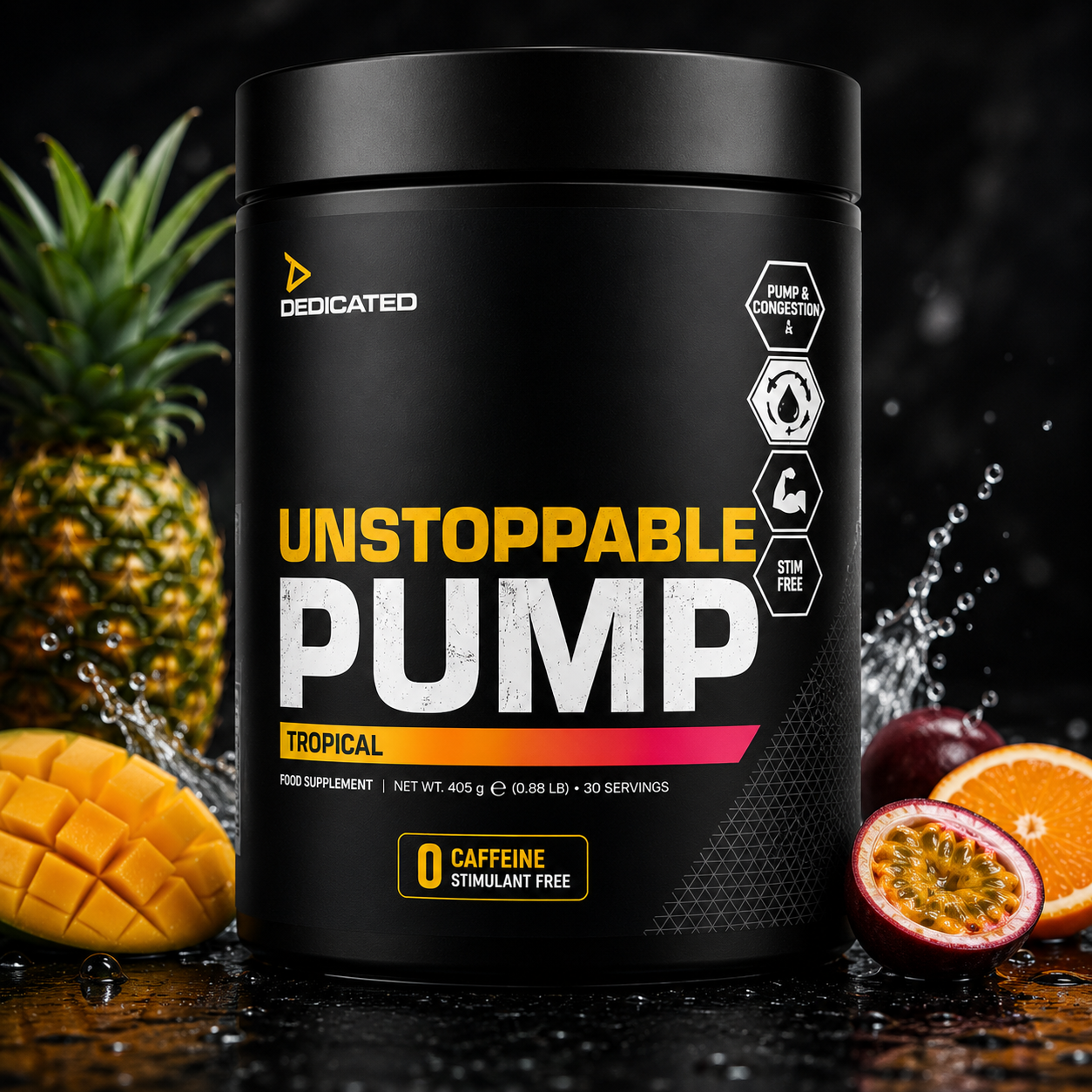 Dedicated Unstoppable Pump 405 g pre-workout sans caféine