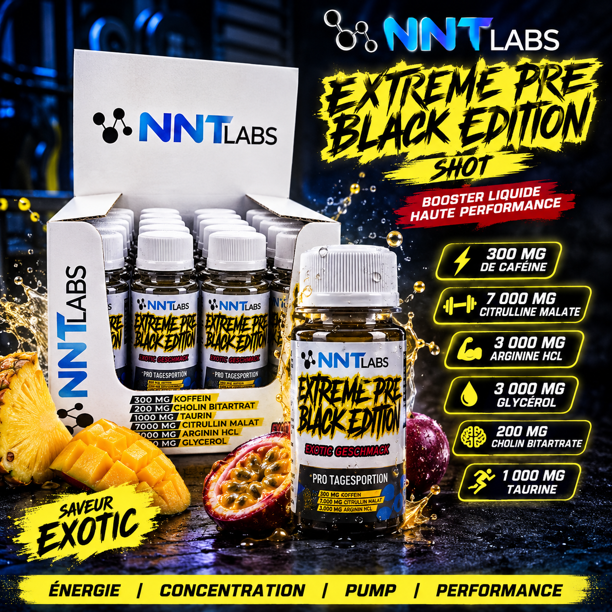 NNT Extreme Black Edition Shot 300 mg caféine et 7 g citrulline