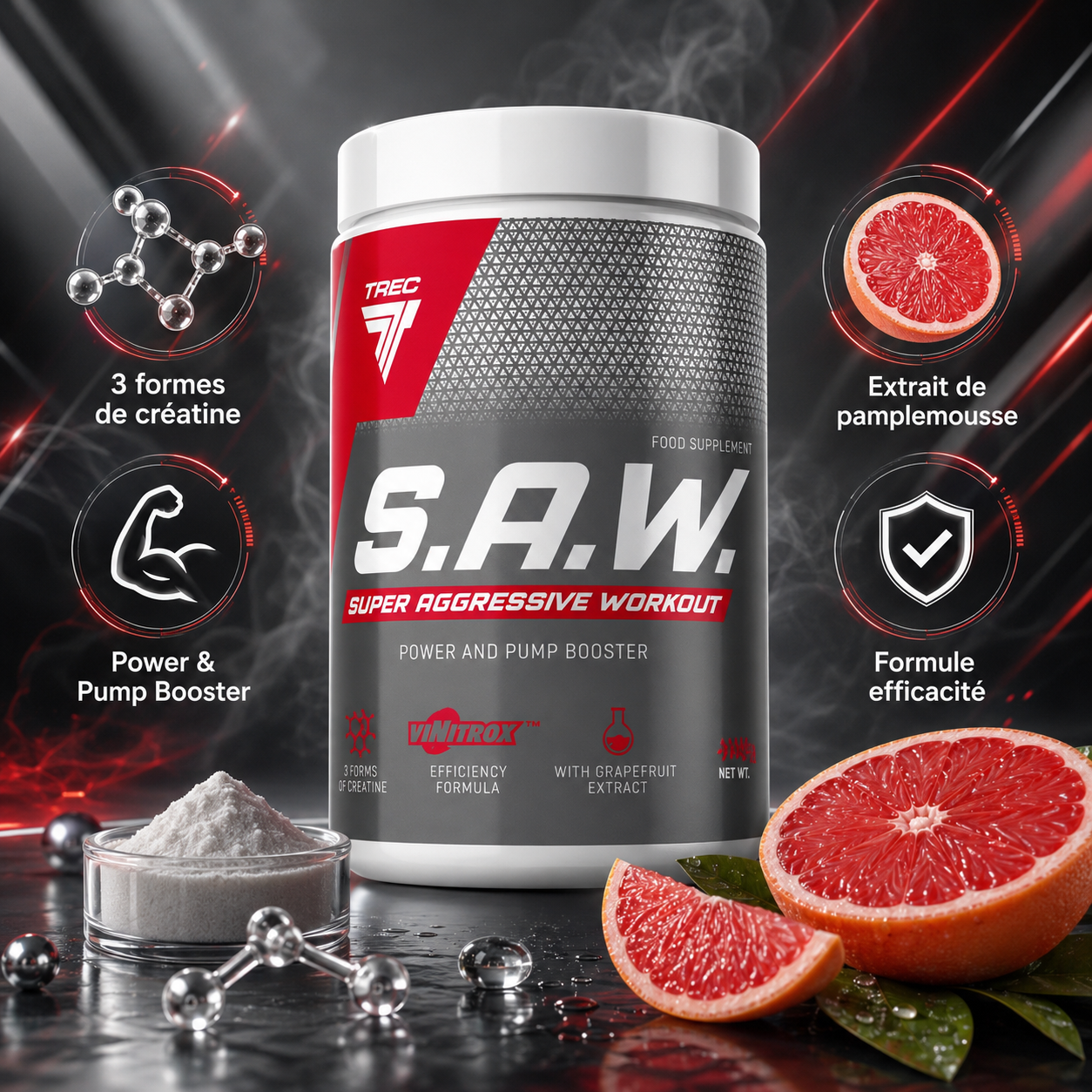 Trec S.A.W. Booster caféine créatine bêta-alanine arginine