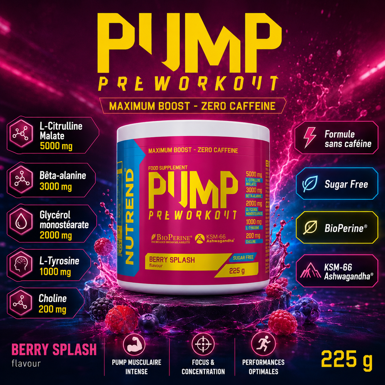 Nutrend Pump 5 g citrulline 3 g bêta-alanine 2 g glycérol