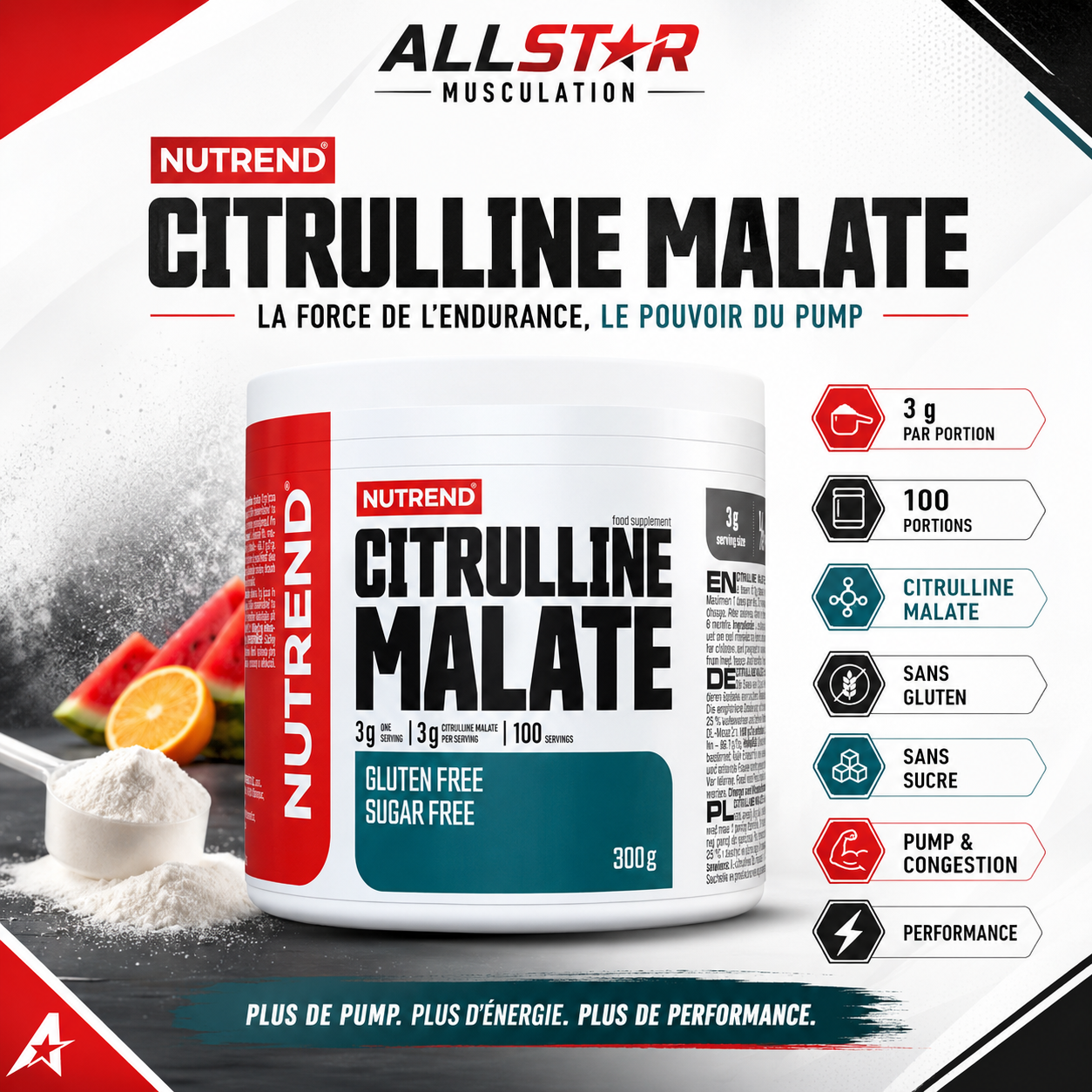 Nutrend Citrulline Malate 300 g pour pre-workout maison