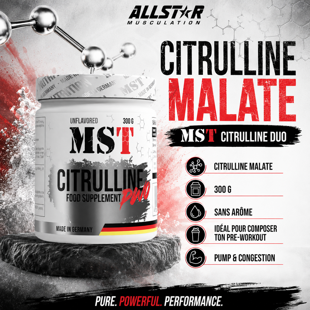 MST Citrulline Malat 300 g citrulline pour pre-workout maison