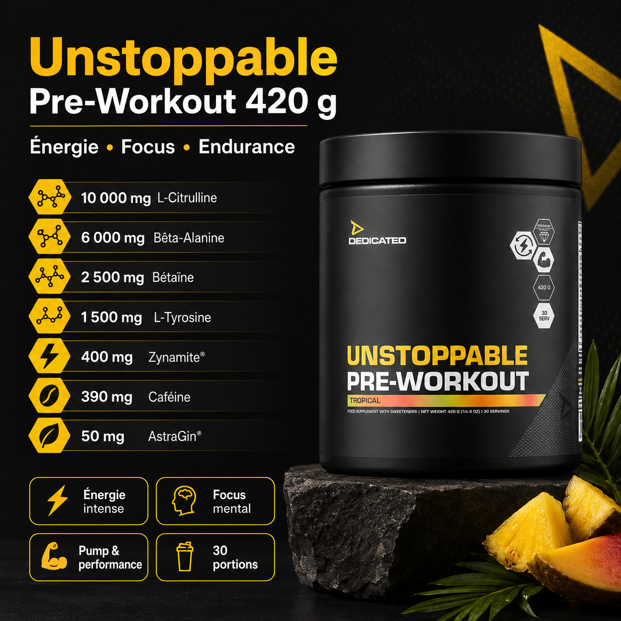 Dedicated Unstoppable 420 g citrulline bêta-alanine Zynamite