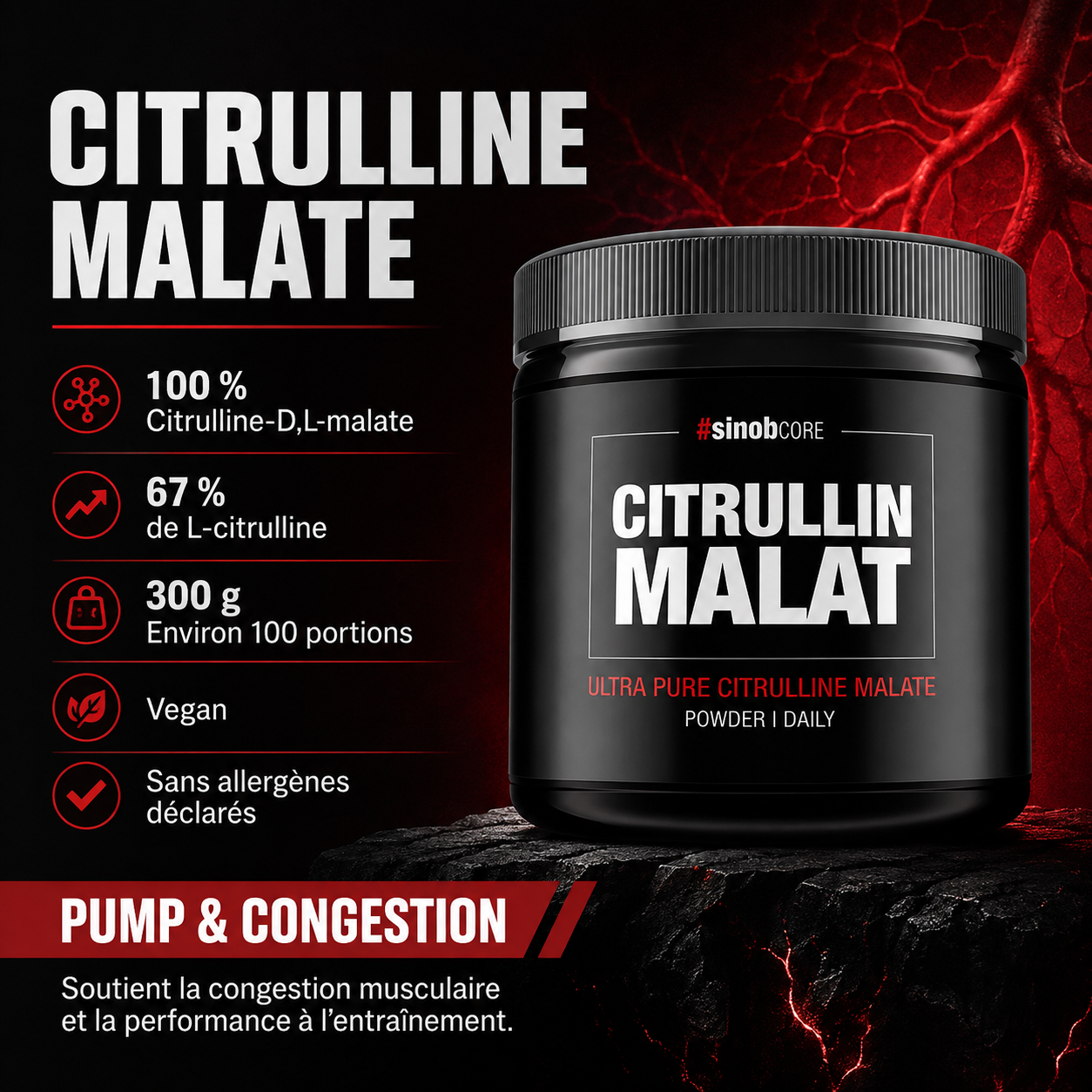 Sinob Core Citrulline Malate 67 pour cent L-citrulline