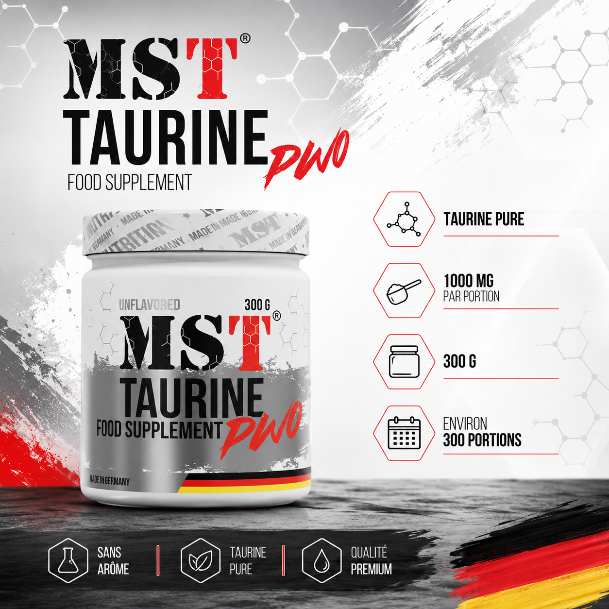 MST Taurine 1000 mg par portion 300 portions