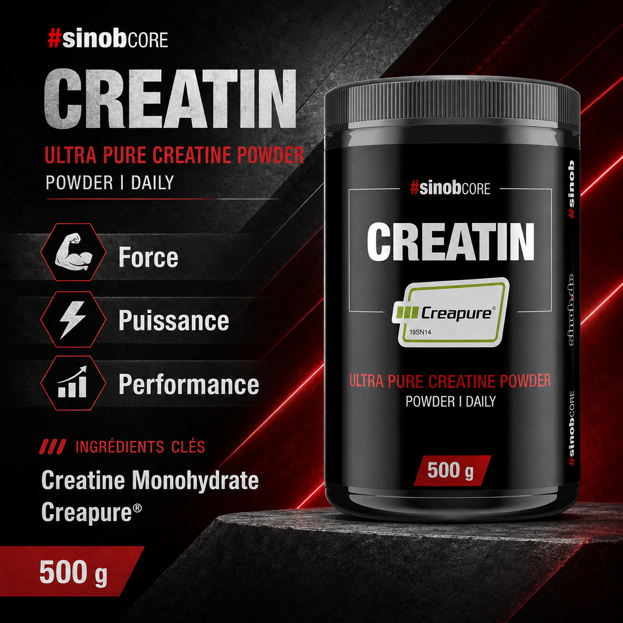 Sinob Creatin CREAPURE 500 g force et performance