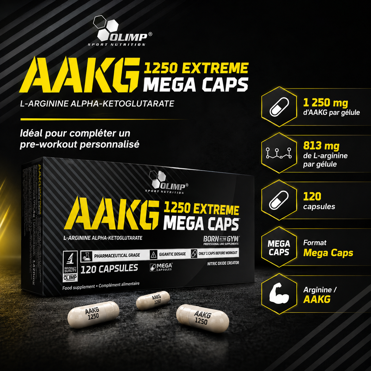 Olimp AAKG 1250 mg pour pre-workout personnalisé