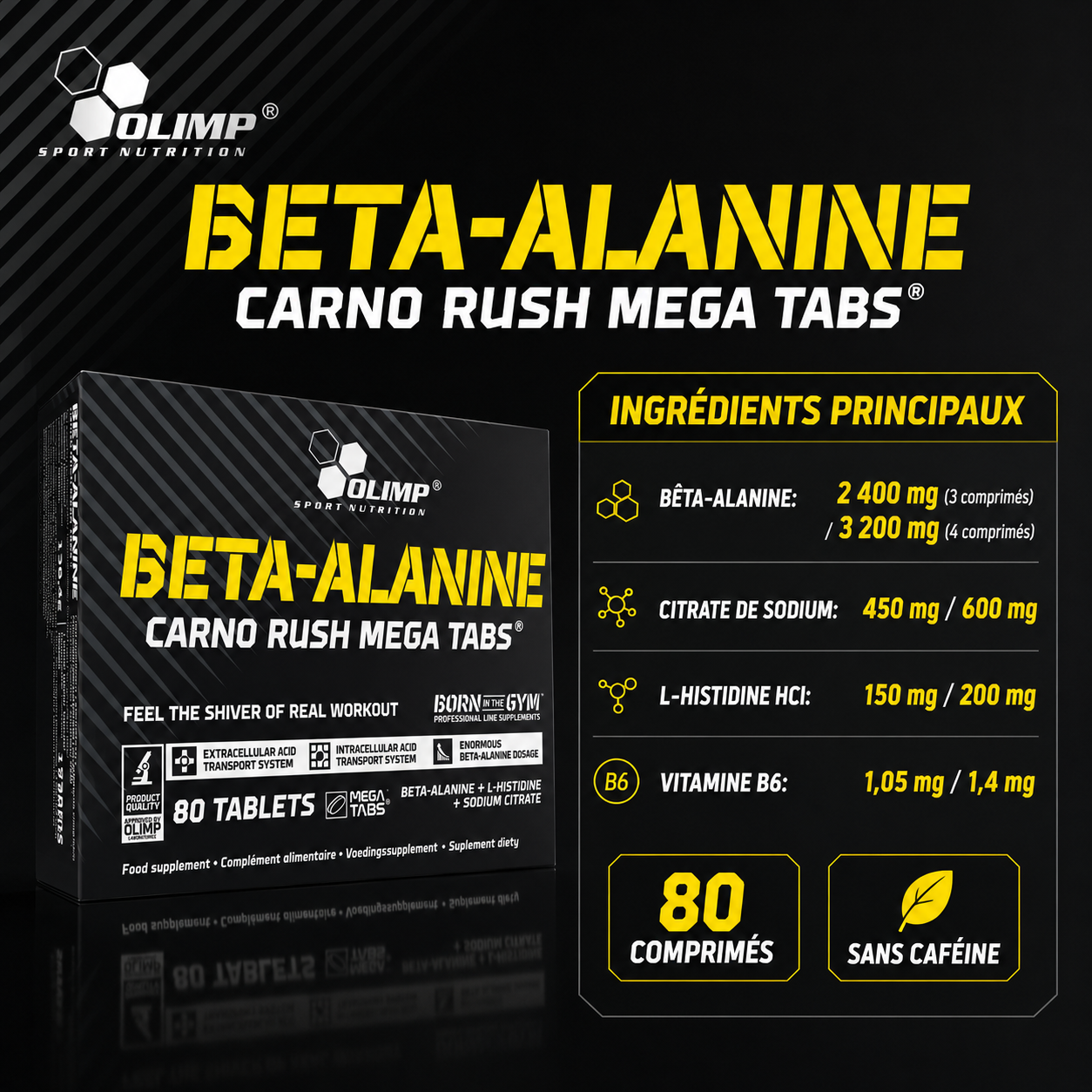 Olimp Carno Rush dosages bêta-alanine