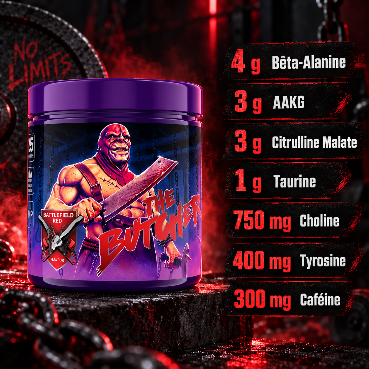 The Butcher 425 g bêta-alanine AAKG citrulline caféine