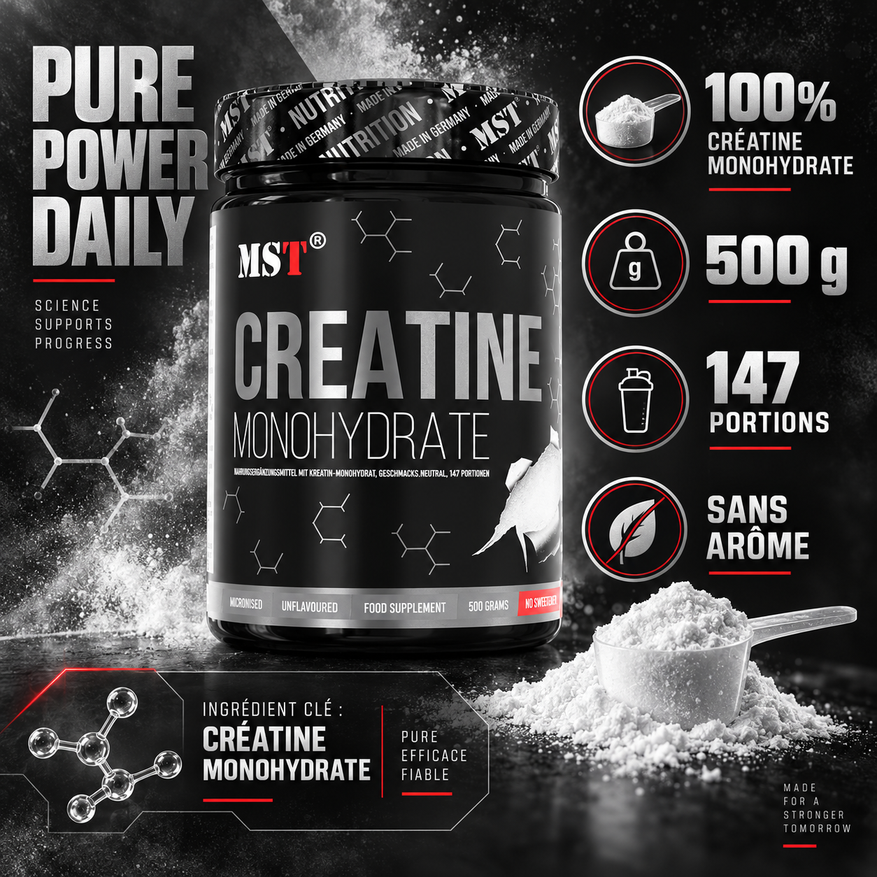 MST Creatine Monohydrate 3 g par portion