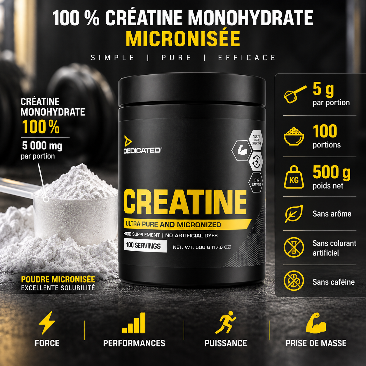 Dedicated Creatine 5 g par portion
