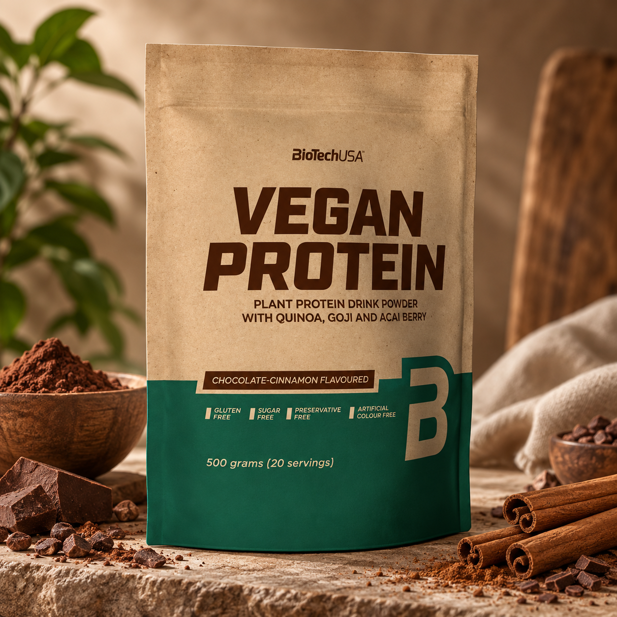 BioTechUSA Vegan Protein 500 g chocolat cannelle