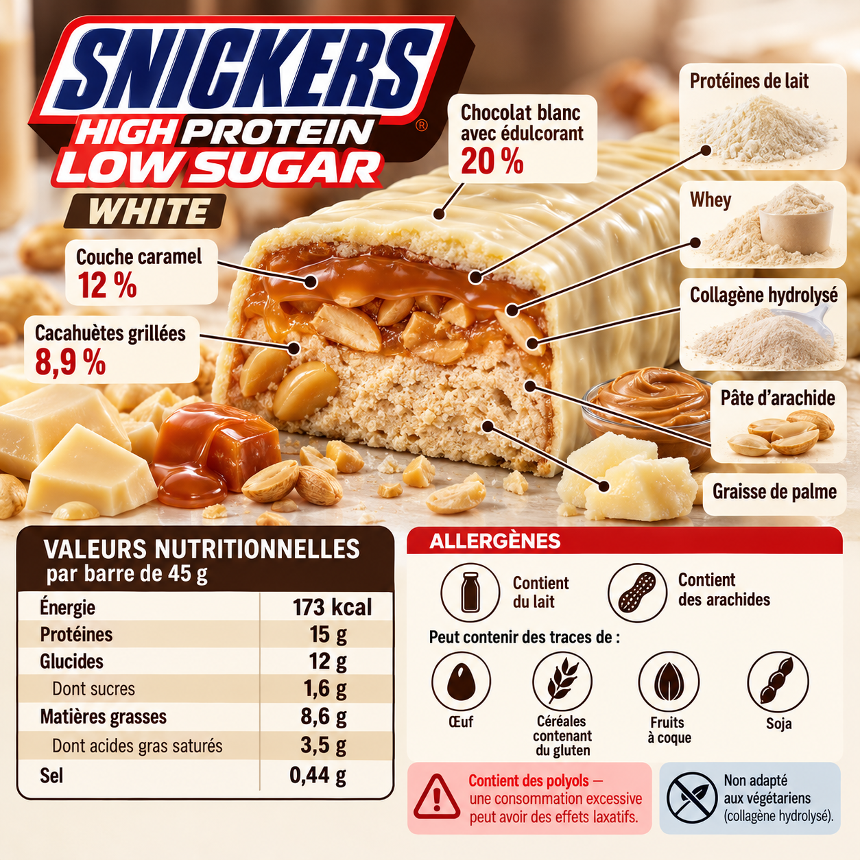 snickers protein barres ingredients