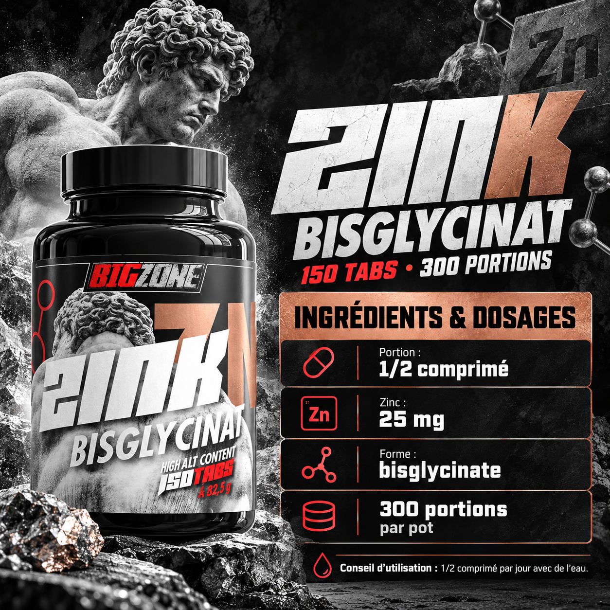 big-zone-zink-bisglycinat-150-tabletten ingredients