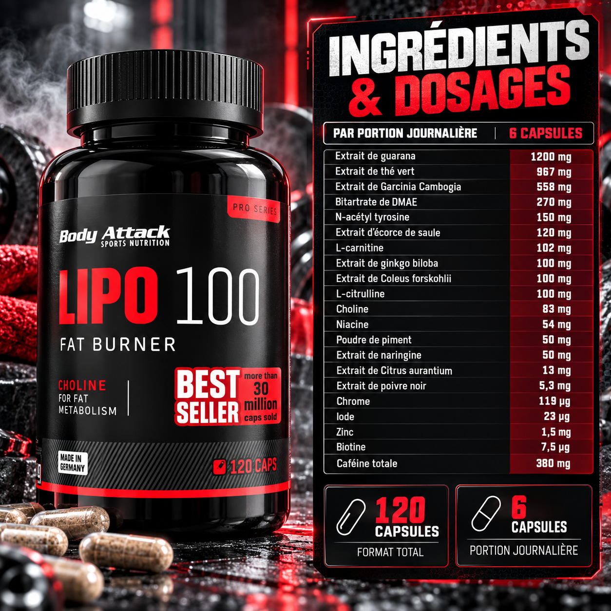 Body Attack Lipo 100 ingredients