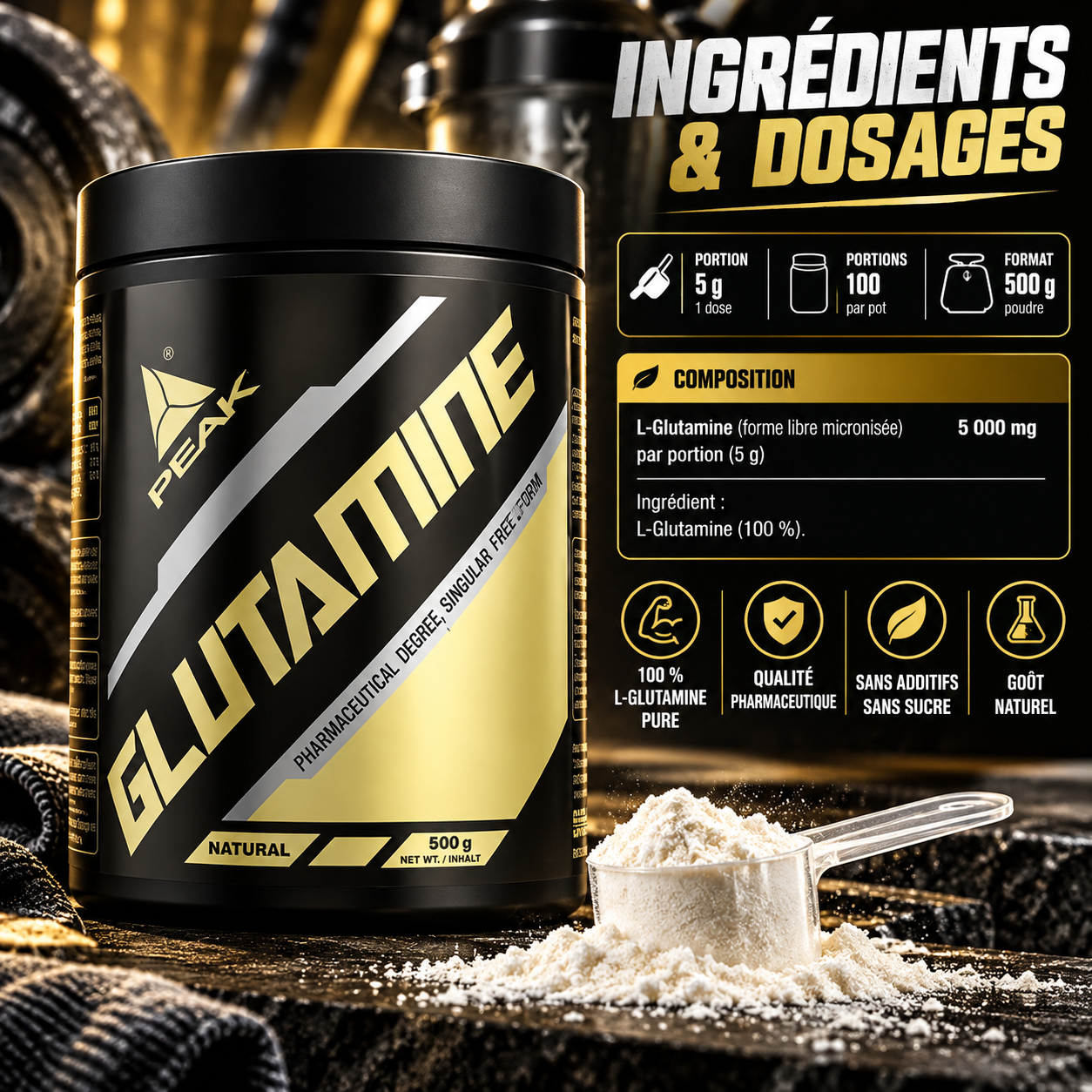 Peak Glutamin - 500g ingredients