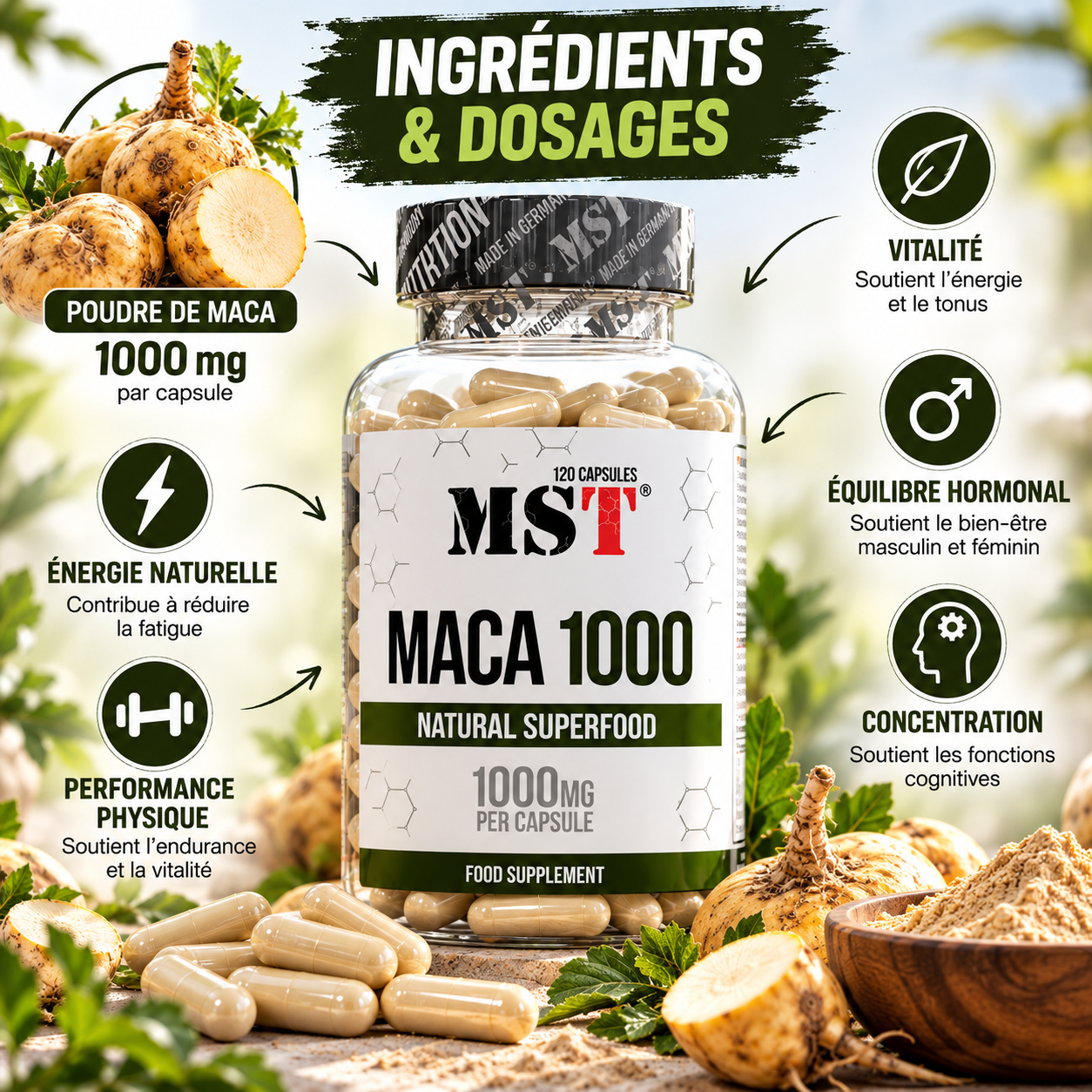 MST - MACA 1000mg - 120 Caps ingredients