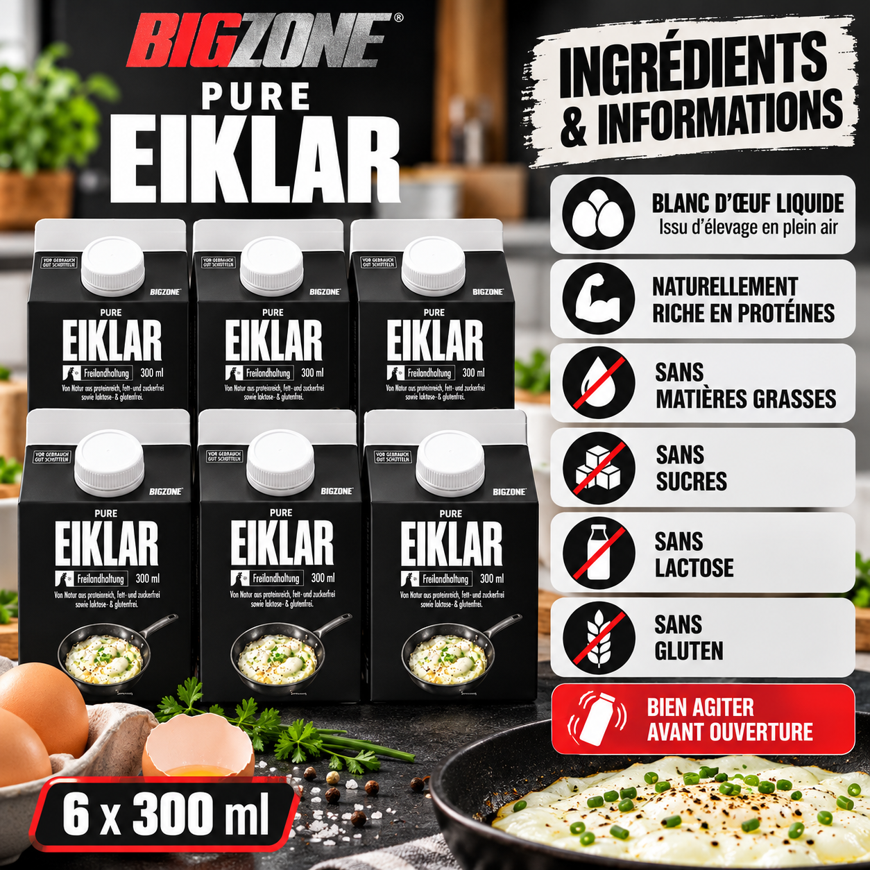 Big Zone Eiklar 6 x 300g ingredients