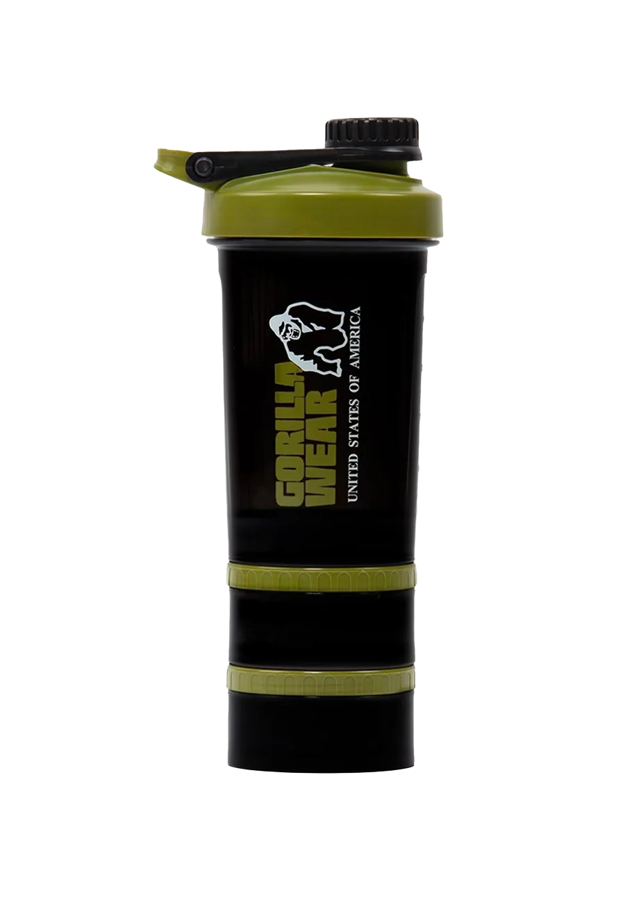 Shaker 2 GO Gorilla Wear 500 ml noir et vert kaki - photo officielle