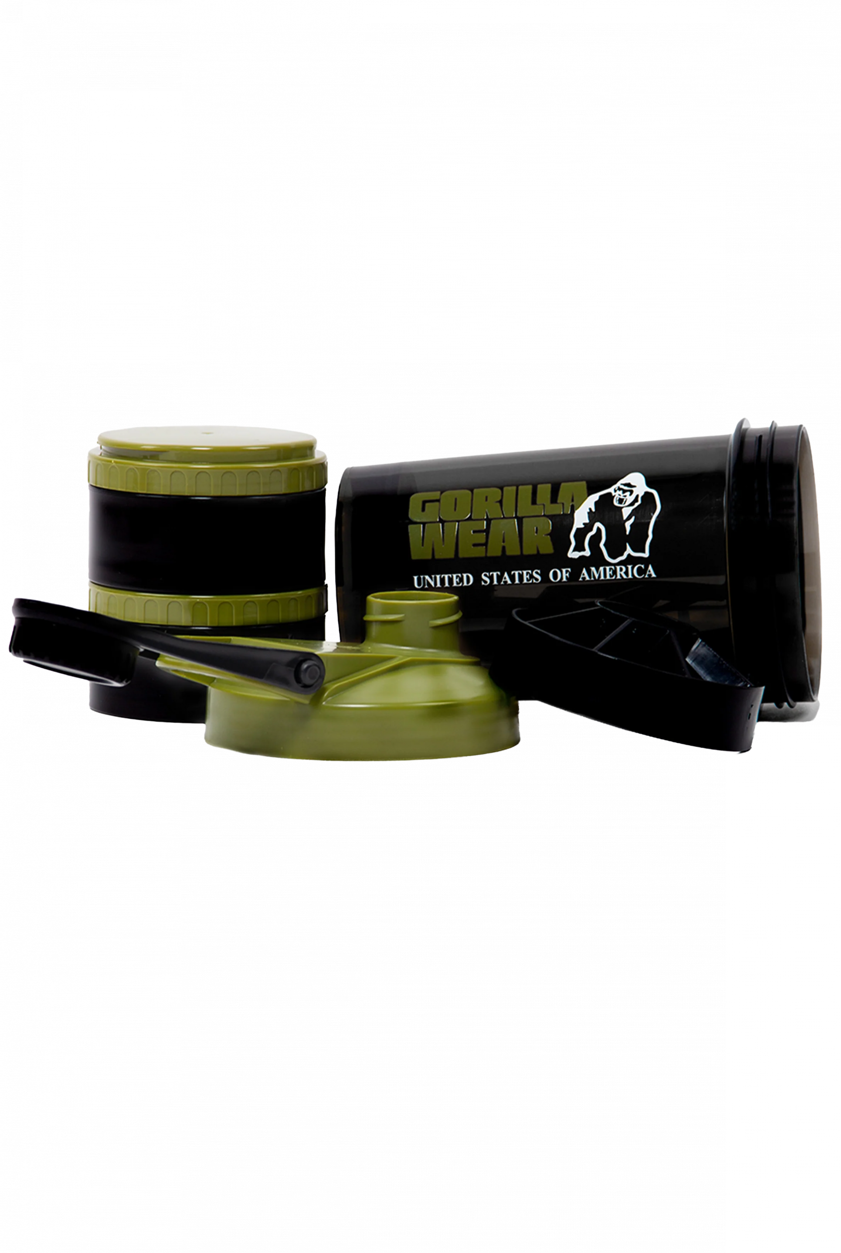 Shaker 2 GO Gorilla Wear 500 ml noir et vert kaki - vue officielle 2