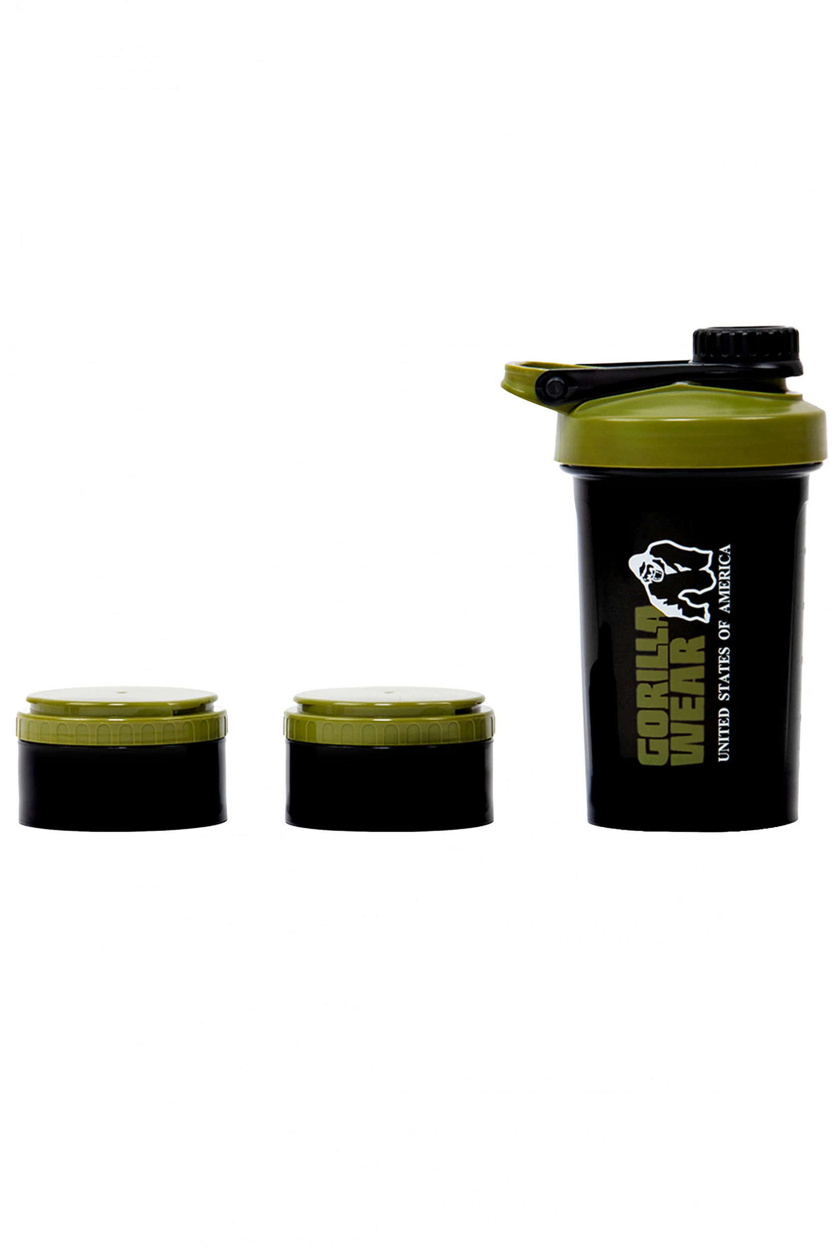 Shaker 2 GO Gorilla Wear 500 ml noir et vert kaki - vue officielle 3