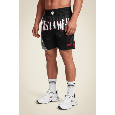 Short de boxe Clayton Gorilla Wear - Noir/Rouge, vue 1