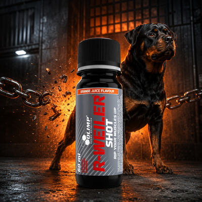 Olimp R-Weiler Shot 60 ml saveur Orange Juice avec Rottweiler et chaîne brisée