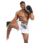 Piru Muay Thai Shorts - White/Black – photo originale Gorilla Wear 3