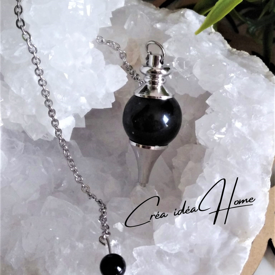 Pendule sphère Obsidienne Noire