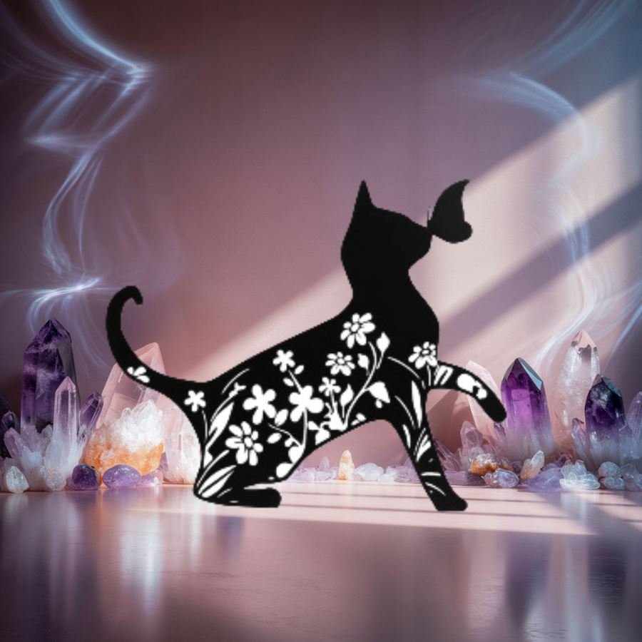 crea-idea-home-décoration-murale-métal-chat-mystique-floral