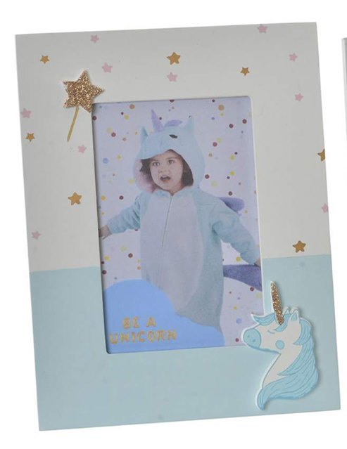 Cadre photo Baby licorne bleu