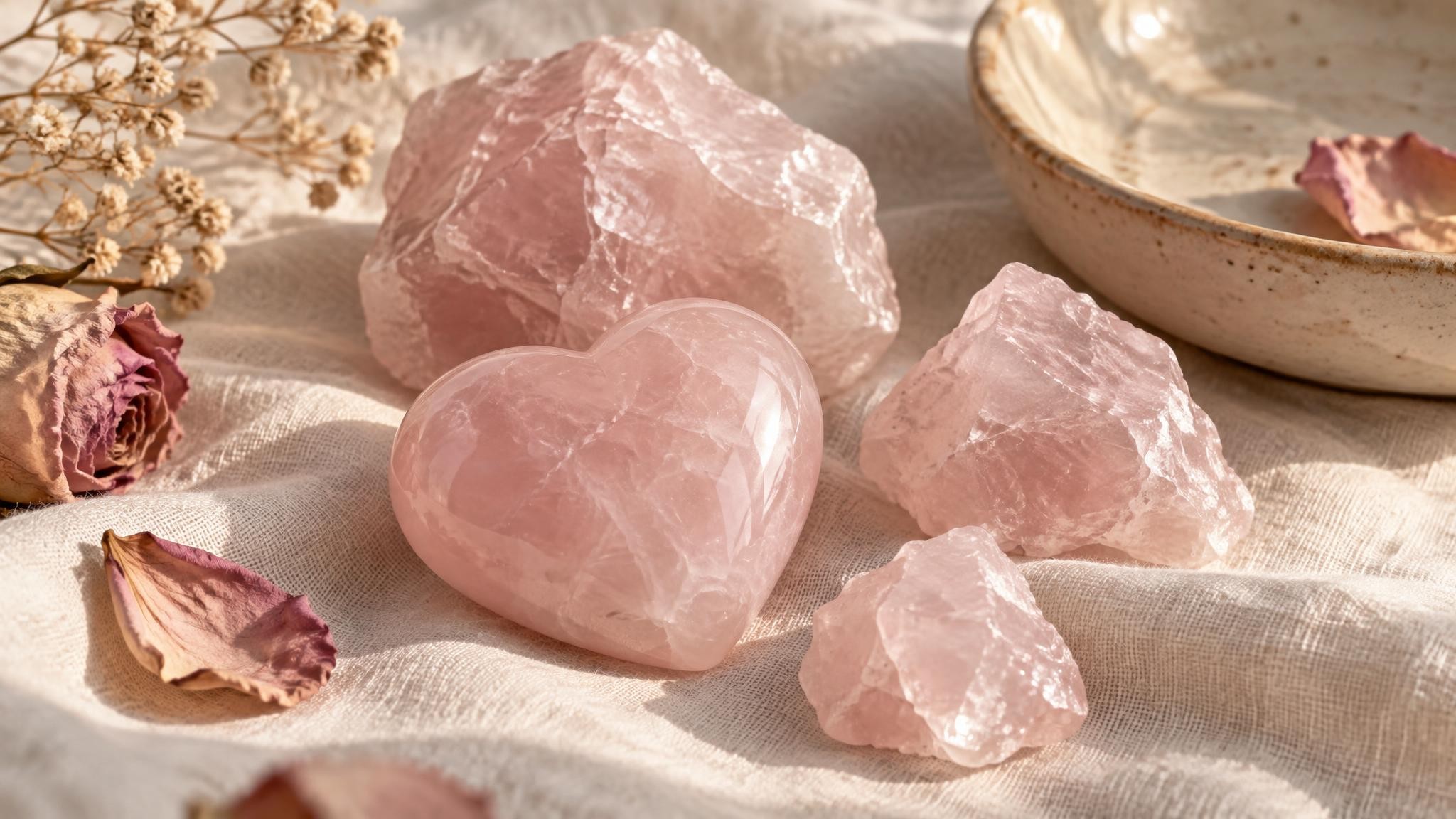 Quartz rose naturel – pierres et nuances délicates