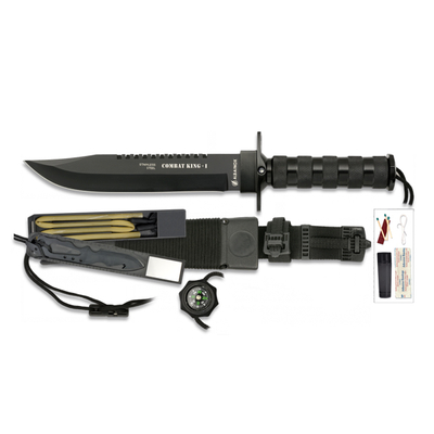 Couteau de survie noir Combat King 36 cm