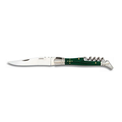 Couteau pliant Laguiole 9 cm vert avec tire bouchon