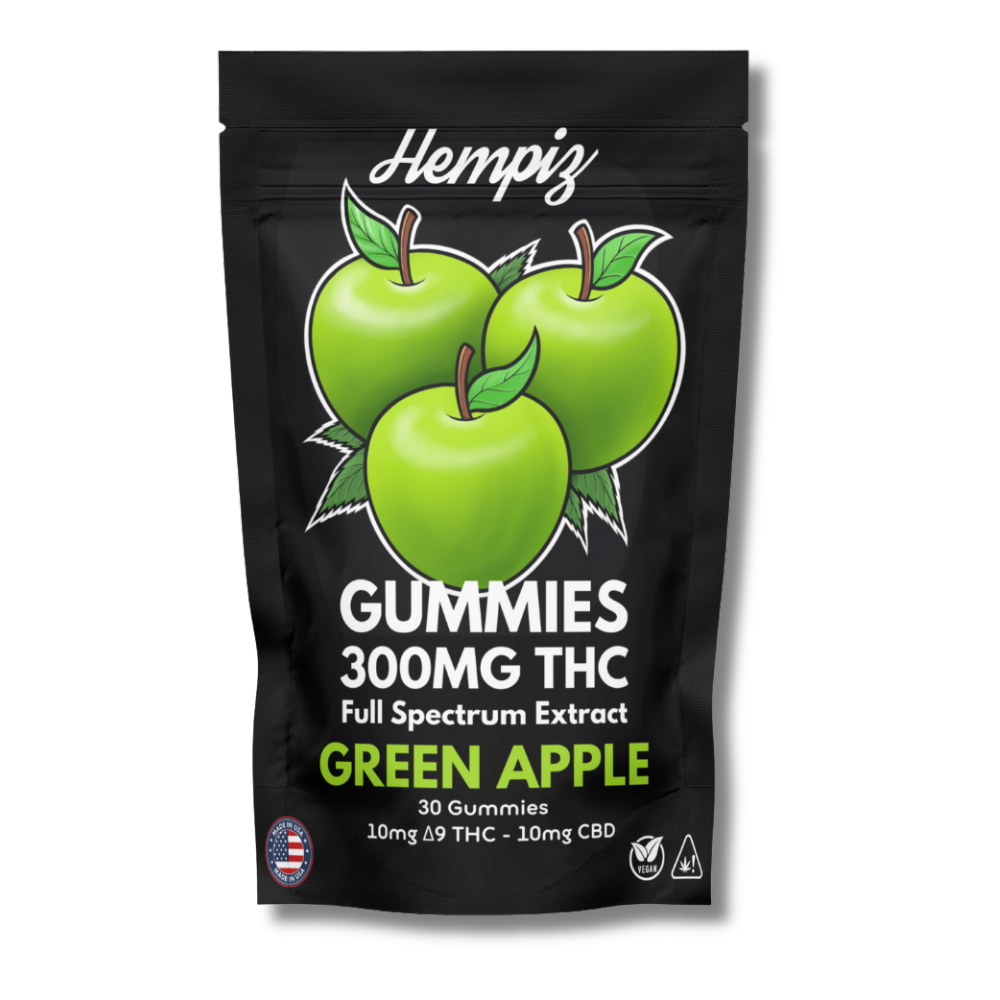 Gummies-thc-300mg-green-apple-hempiz-delta-9-thc